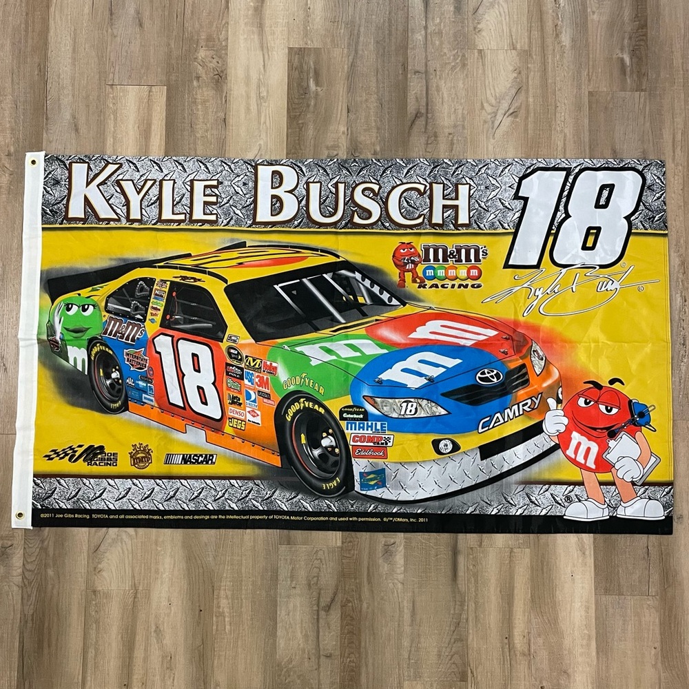 NASCAR M&Ms Kyle Busch #18 Large Racing Collectible Flag, 61” by 36”